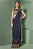 Navy blue lycra cold shoulder party wear saree  5307